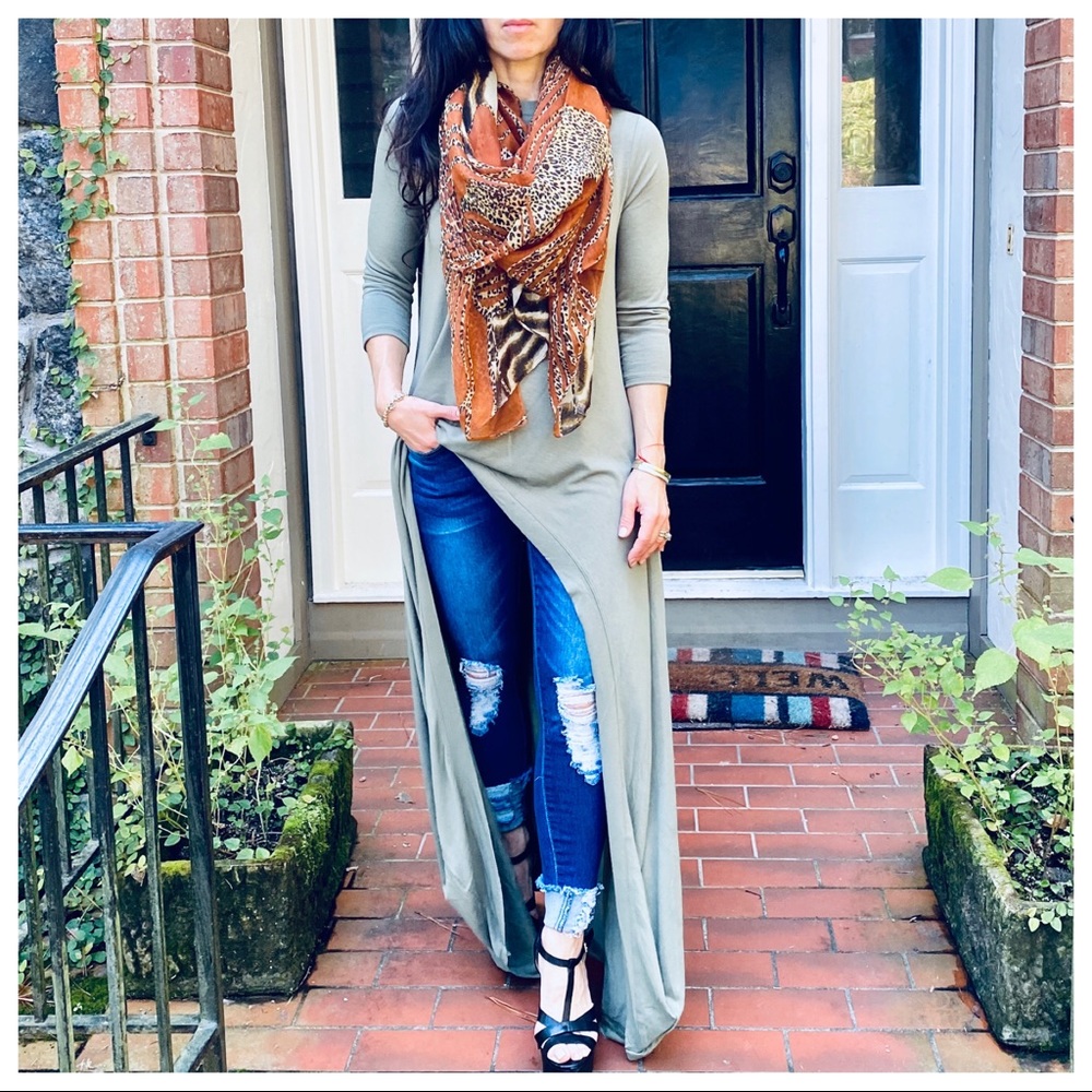 Best selling high low Light Olive tunic dress - Picture 10 of 10
